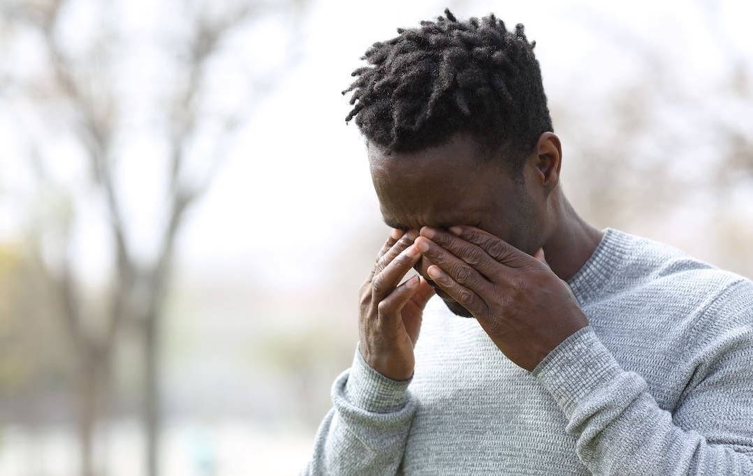 Older man suffering from dry eyes
