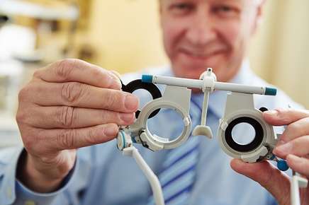 Optometrist during an eye exam